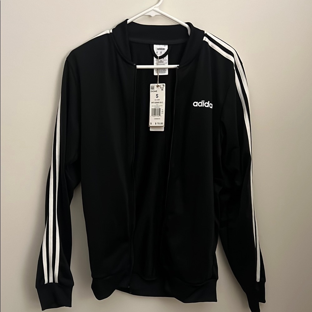 Adidas Black Jacket with White Stripes